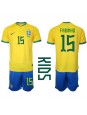 Otroški Nogometna dresi replika Brazilija Fabinho #15 Domači SP 2022 Kratek rokav (+ hlače)